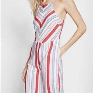 Express Women’s Striped Jumpsuit Red White Blue
